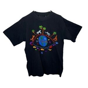 Vintage Single Stitch Our Earth Embroidered T Shirt